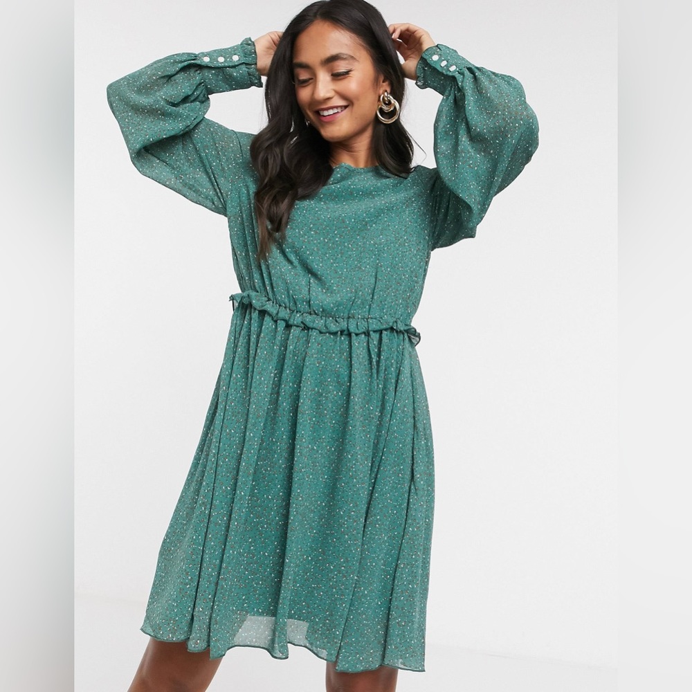 YAS dress in green abstract spot print sz XL